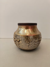 Load image into Gallery viewer, "Large Textured Vase with Brown Rim" from the Going for Gold Series