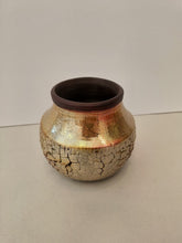 Load image into Gallery viewer, "Large Textured Vase with Brown Rim" from the Going for Gold Series