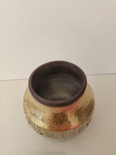 Load image into Gallery viewer, "Large Textured Vase with Brown Rim" from the Going for Gold Series