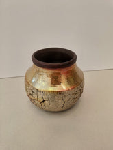 Load image into Gallery viewer, &quot;Large Textured Vase with Brown Rim&quot; from the Going for Gold Series

