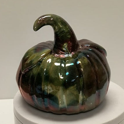 Ceramic pumpkin Raku green